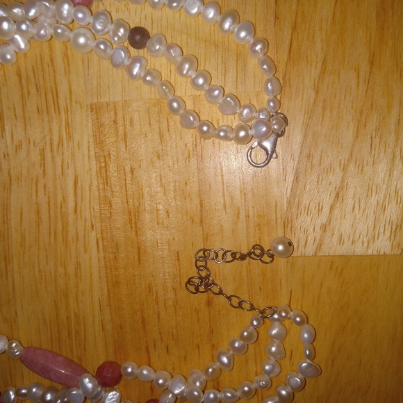 Ross-Simons-3 stands Freshwater PEARLS + RHODONITE Necklace STERLING Silver RS - Picture 11 of 14